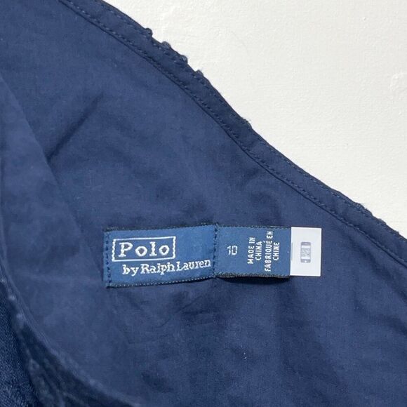 New Polo Ralph Lauren One-shoulder Eyelet Linen top in Navy Size 10 - Picture 9 of 13